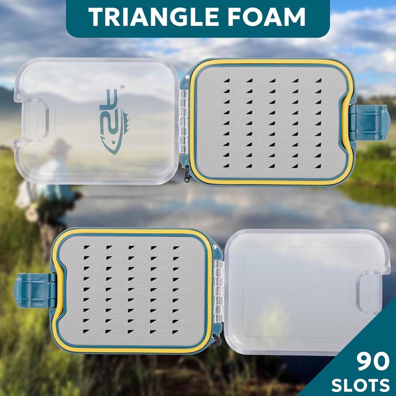 sf. Plastic Waterproof Pocket Fly Fishing Box Double Side Clear Lid Easy Grip Foam with Lanyard Mini Fly Box - Image 3